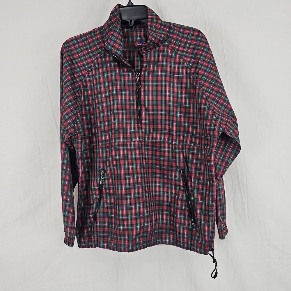 Vintage 80s 90s TAIL Half Zip Windbreaker Jacket Plaid Christmas Golf TARTAN Sm